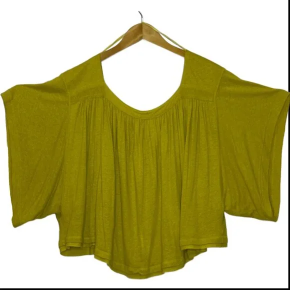 🆕Free People Sunsetter Linen Blend Top Color Golden Meadow  Sz L - Picture 10 of 15